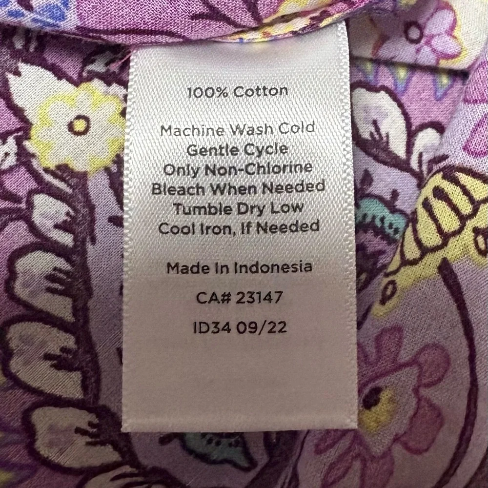 Talbots Purple Blouse with Blue and White Patterns - Picture 3 of 3